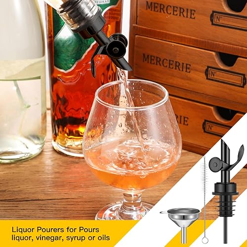 Miniatura 4 de Tioncy 4 piezas de acero inoxidable ponderado vertedores de aceite de oliva, boquilla dispensadora de aceite de oliva, boquilla de apertura y cierre