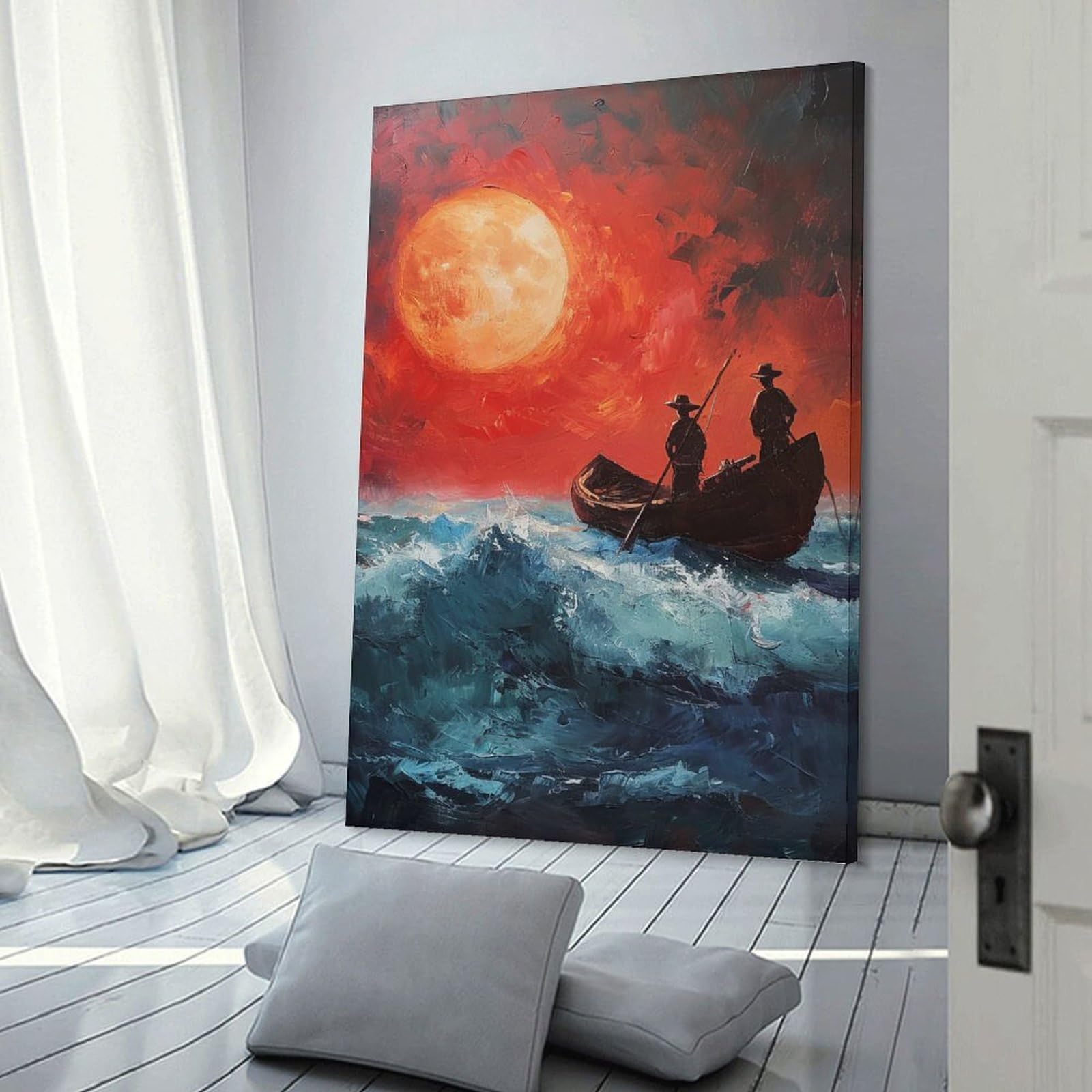 Junmoney Crimson Voyage Canvas Wall Picture, 16x24inch(40x60cm), for Home, Office, Studio Or Guest Room, A Flexible Wall Accent for Shared Spaces