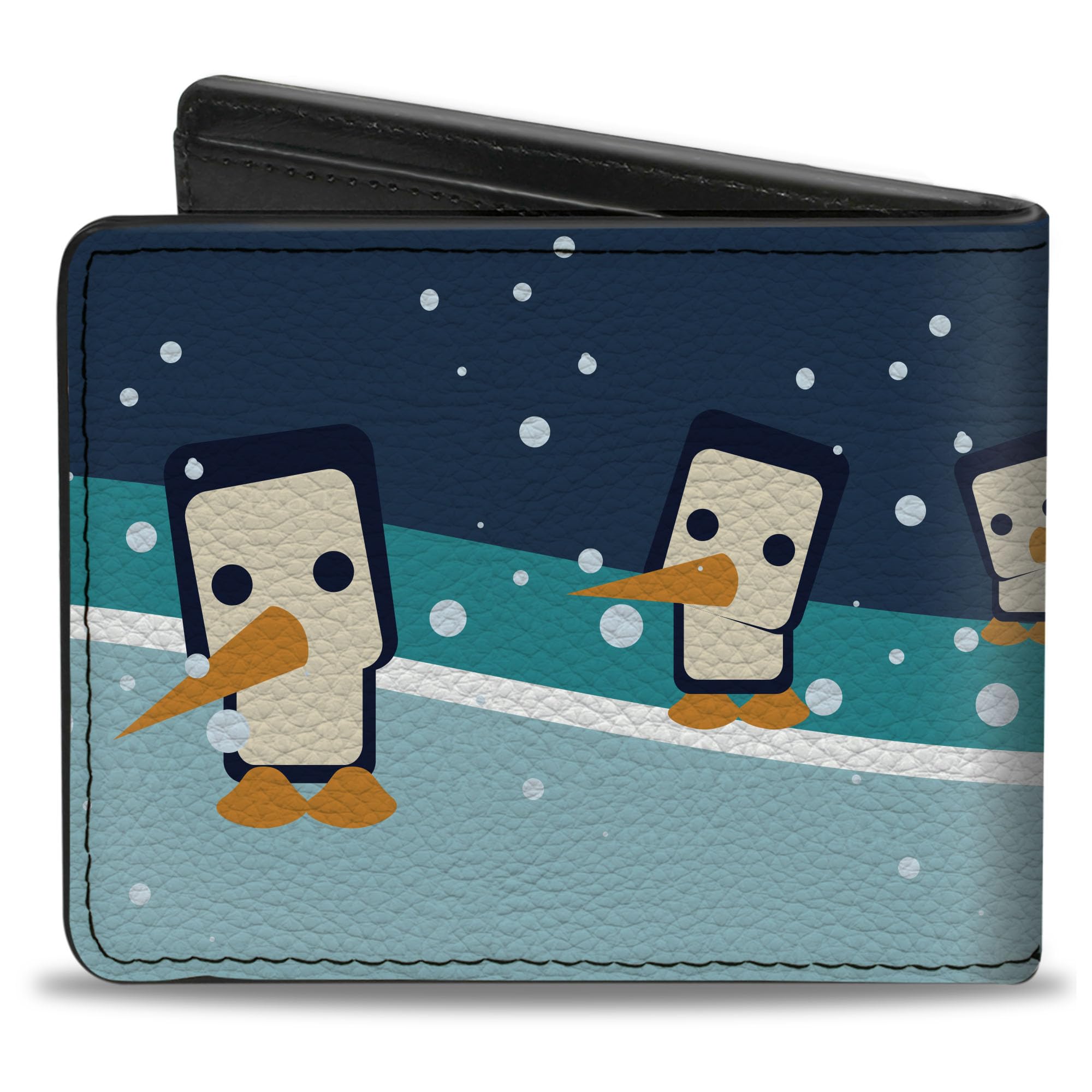 Buckle-Down Men's Wallet, Bifold, Block Penguins Navy, Vegan Leather, Multi, 4.0
