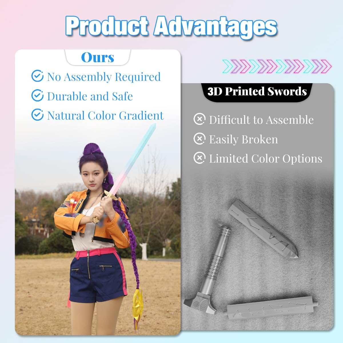 32 Inch One-Piece Flexible & Sturdy Sword Prop Costume Accessory for Cosplay & Halloween