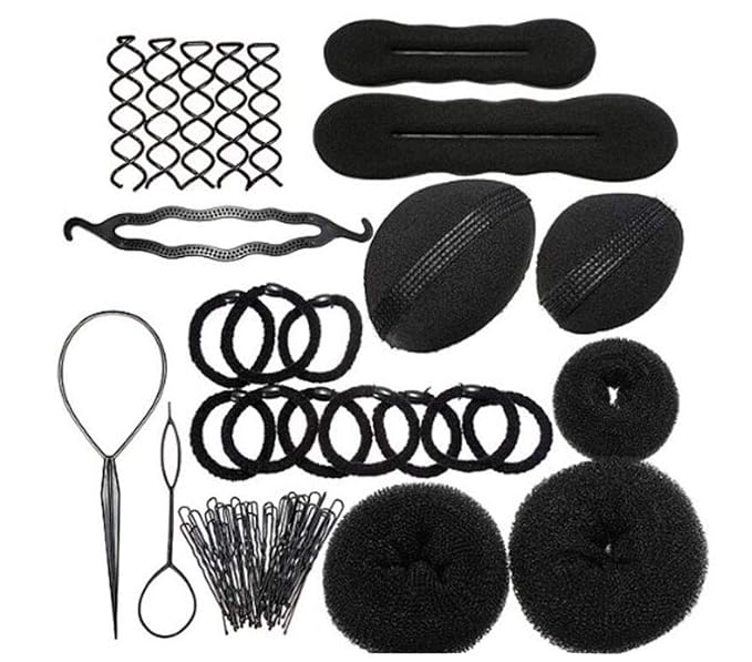 TUPWEL 1Set Hair Tie Donut Ring Ropes Hairpins Pin Barrette Rubber Band Bun Insert Bump Up Maker Clip Comb Braid Ponytail Holder Twist Hairband Chignon Pads DIY Hair Style Styling Braiding Tool: Buy Online at Best Price in UAE