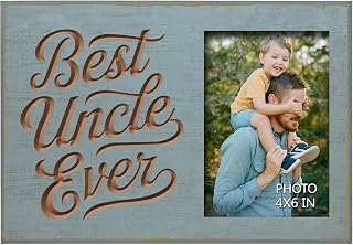 Wooden Rustic Aqua Engraved Best Uncle Ever Picture Frames 4x6 Inches