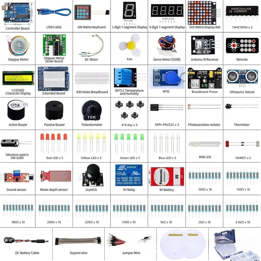 Per arduino Compatibile per Starter Kit R3 per mega328 Elettronica Set con Sensori per Progetti STEM e Codifica Principianti
