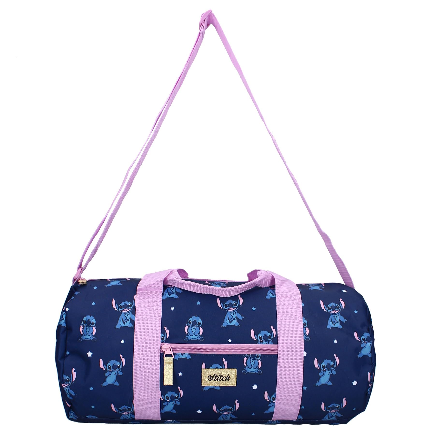 STITCH Feeling Right - Borsa da Sport Viaggio in poliestere con tracolla e manici - Travel Bag - dimensioni 45x22x22cm - Originale Disney Lilo e Stitch