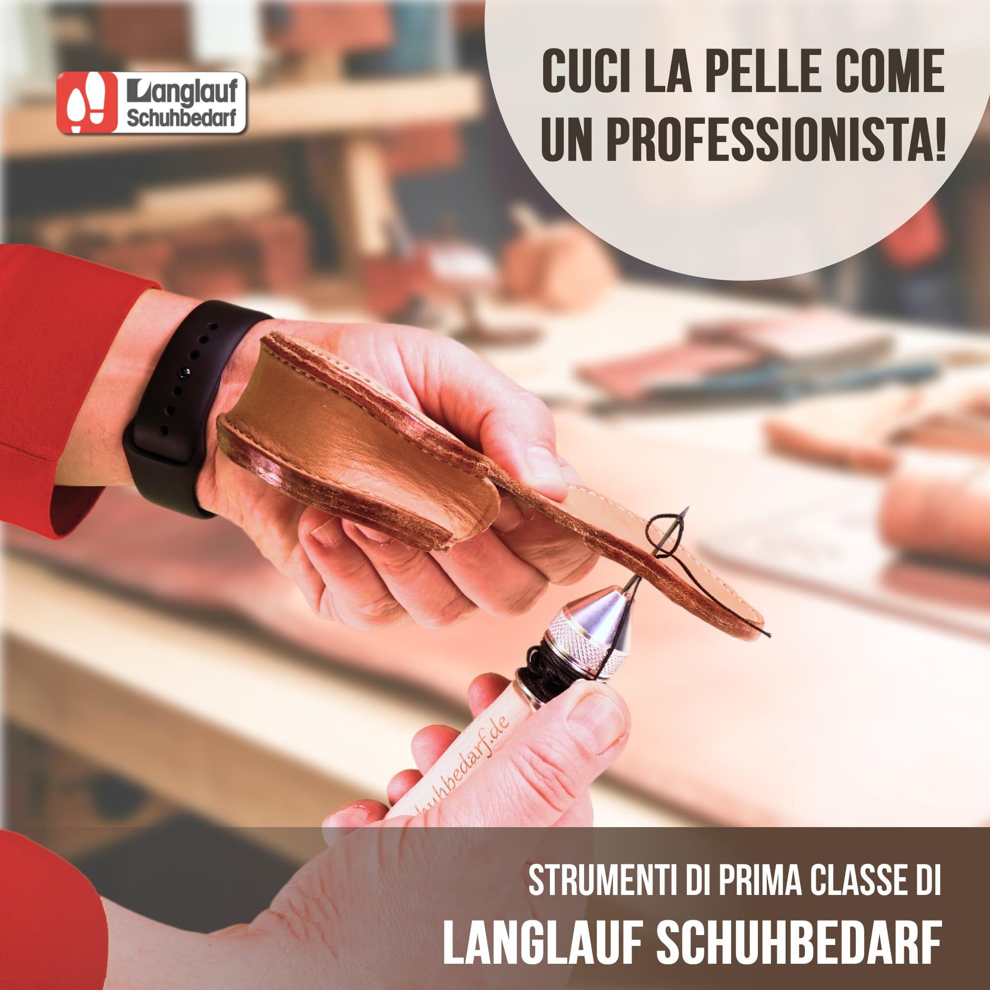 Macchina da Cucire a Mano con Bobina di Filo – Macchina da Cucire a Mano per Tessuti Spessi, teloni, Trapunta Convertibile e Tela – incl. ago in Pelle – Made in Germany