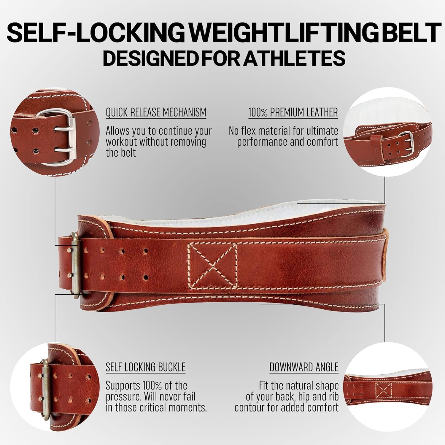 Schiek Sports 2004 Leather 4 3/4" Weight Lifting Belt - Comfortable Weightlifting Belt