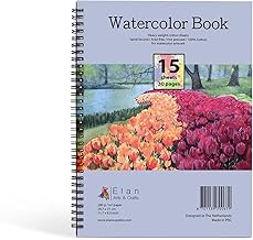 Elan Watercolour Pad A4, 15 Sheets 300gsm 100% Cotton Paper for Watercolor Italian, Watercolour Album, Watercolour Book A4, Watercolour Cotton Paper Pad, Watercolour Notebook for Watercolor, Drawing