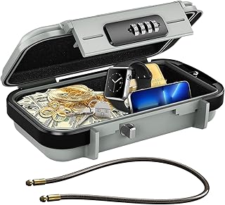 NEW Ankilo Portable Safe Box, Combination Security Case LockBox with Code, Waterproof Anti-Theft Mini Travel Safe Box with Removable Chain, Portable Lock Box for Home,Office, Black