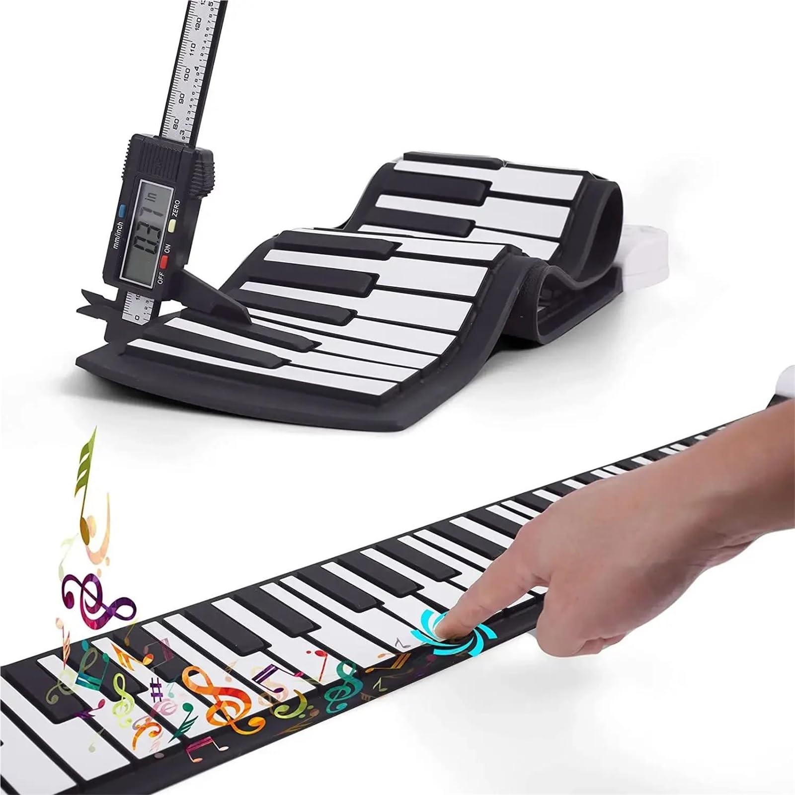 Pianino Elektroniczne 49 Klawiszowa Klawiatura Muzyczna Przenośne Silikonowe Zwijane Pianino Elektroniczne Dla Miłośników Muzyki(Black White)