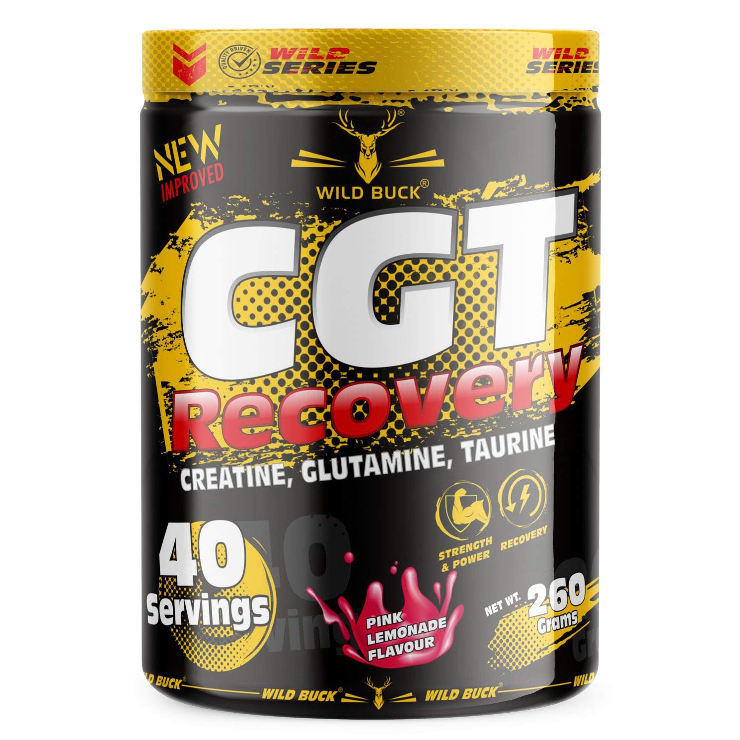 CGT Recovery - Creatine, Glutamine & Taurine|Supports Strength & Power|Performance & Endurance|Muscle Recovery| Enhances Muscle Recovery|Lean Muscle Mass [Pink Lemonade, 260g]