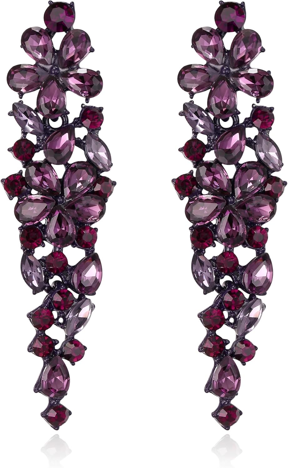 EleQueen Sparkle Marquise Rhinestone Crystal Statement Dangle Earrings for Women, Art Deco Prom Chandelier Jewelry for Wedding Bridal