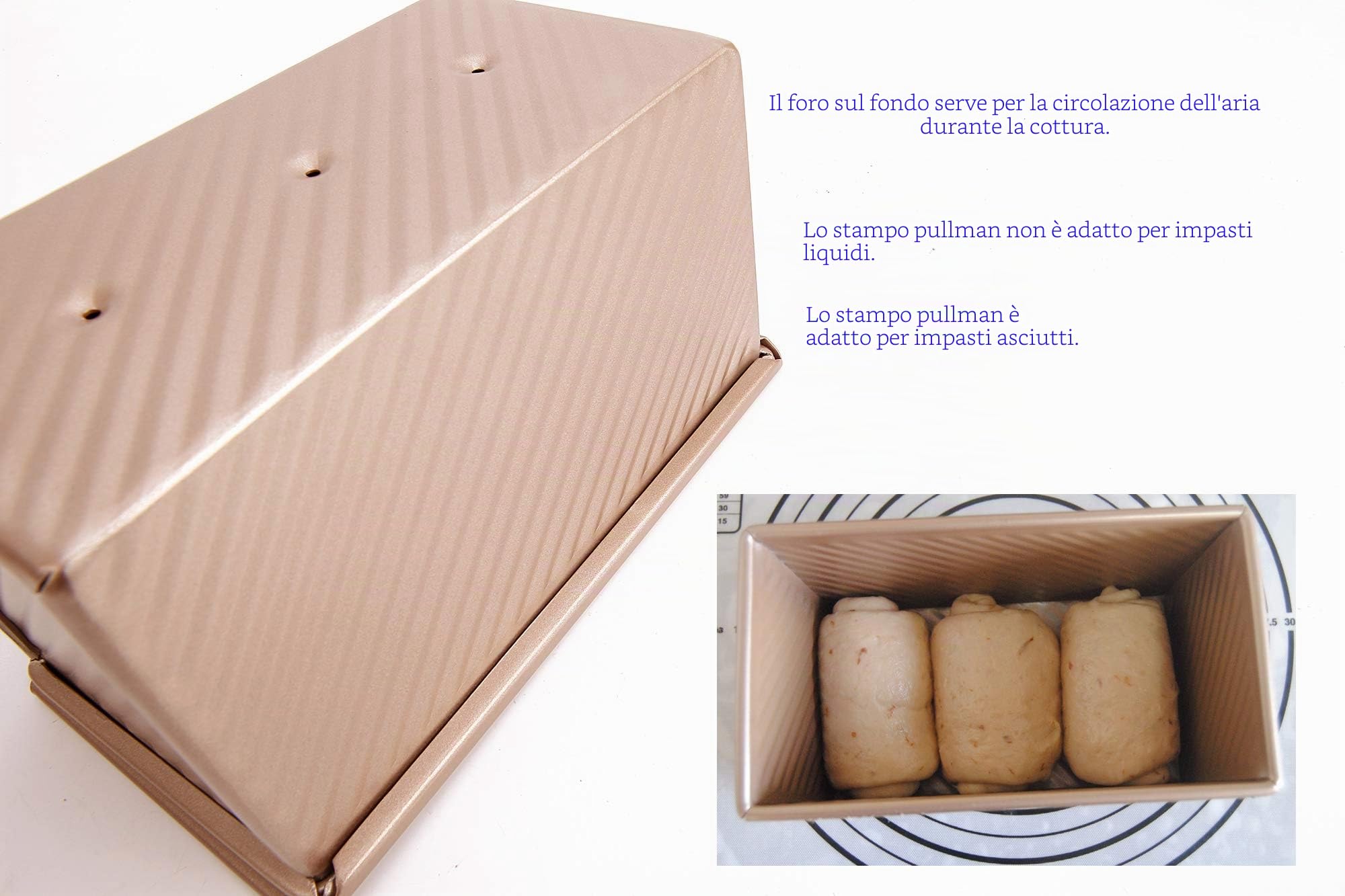 Monfish Stampo Per Pane in Cassetta con Coperchio Stampo Per Pane Toast ondulato Stampo per Pagnotta con Chiusura Alluminio Alu Antiaderente Oro 450g di Pasta