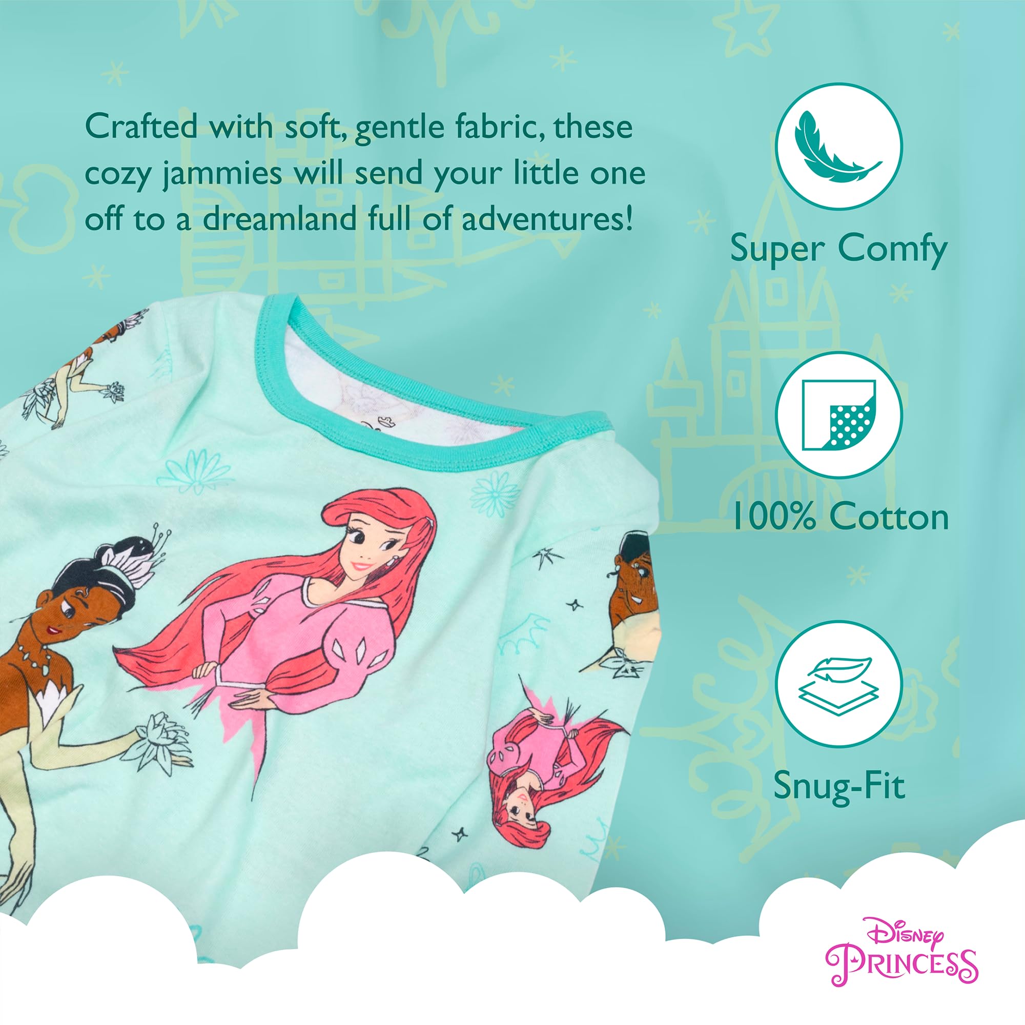 Disney Zestaw Pijama (zestaw 2 sztuk) dla dziewczynek, Księżniczka Zabawa, 3 lat