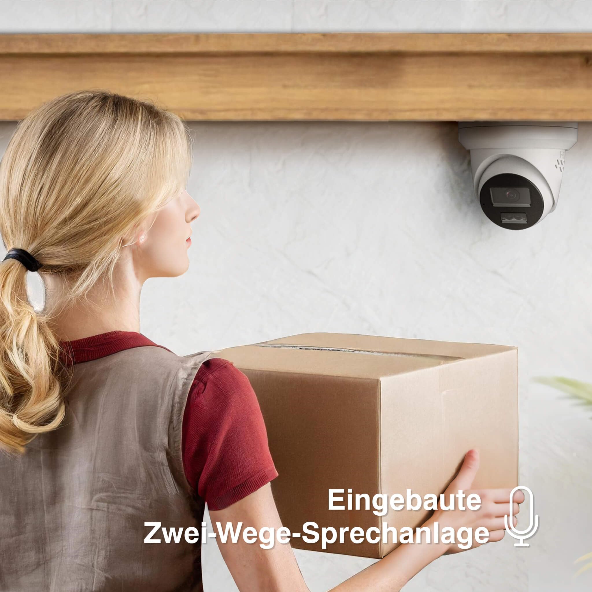 HiLook® by HIKVISION Überwachungskamera Set 8X 8MP 4K Turret PoE mit KI Personen und Fahrzeugerkennung und Hybrid Light Nachtsicht wetterfest IP67 NVR 8CH 2TB HDD App Steuerung Plug and Play