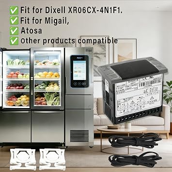 Temperature Controller XR06CX-4N1F1 Fit Commercial Refrigerators/Freezer 120V 50-60Hz Replace for Dixell Programmable Temperature Controller with Temperature Sensing Probe