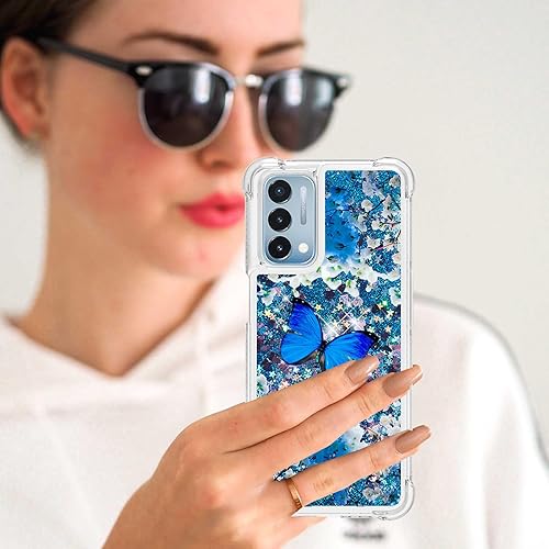 Miniatura 7 de Funda para OnePlus Nord N200 5G con protector de pantalla de vidrio templado, brillo líquido que fluye con purpurina para mujeres y niñas, TPU suave