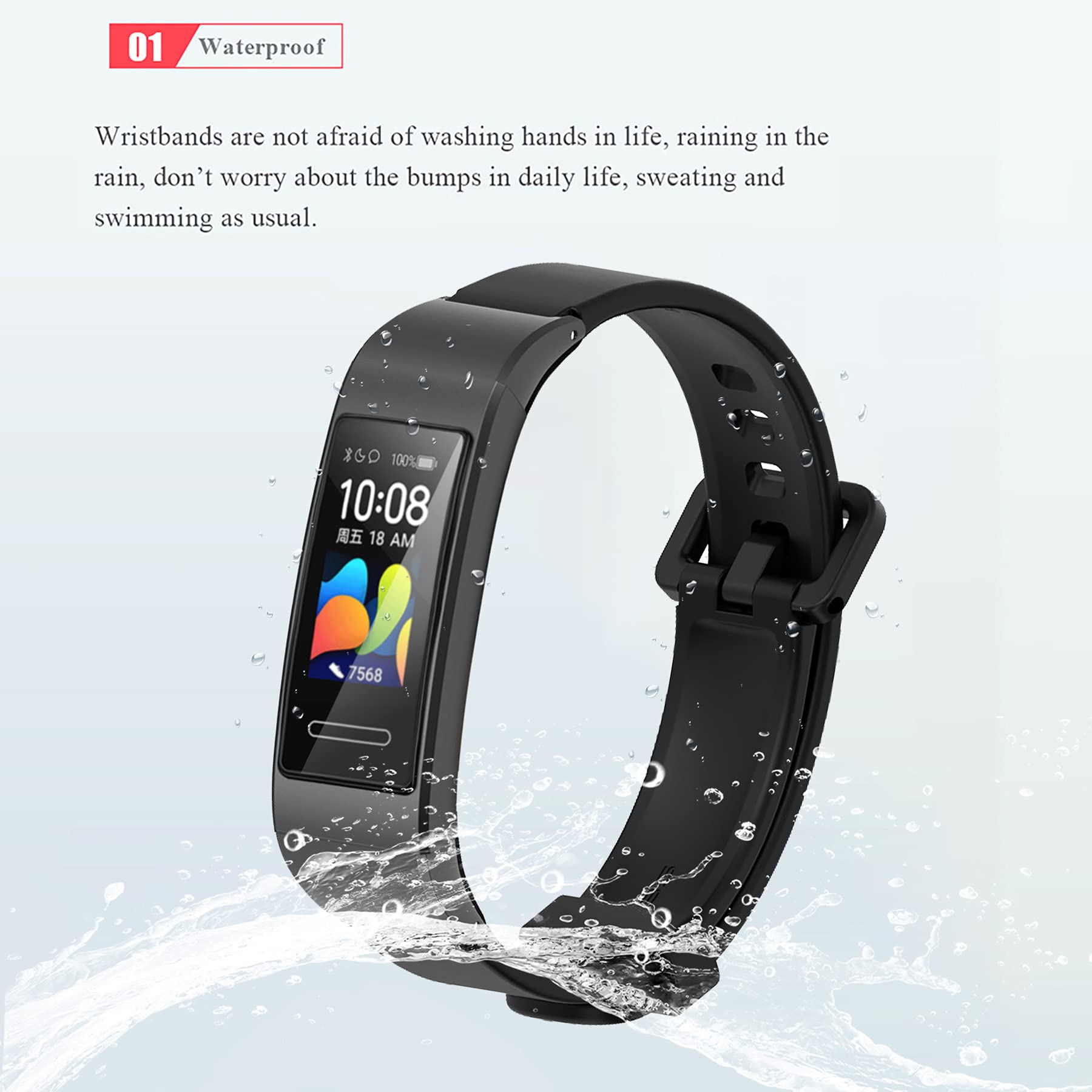 Cinturino In Silicio Di Ricambio Per Huawei Band 3 Pro / 4 Pro - Morbido, Traspirante, Facile Da Installare (Più Colori) - 6
