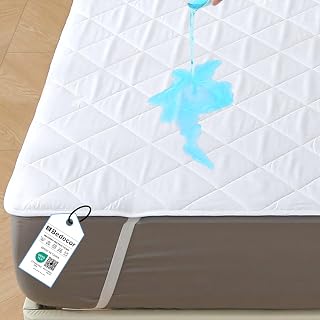 Bedecor Waterproof Mattress Protector 90 x 200 cm with 4 Elastic Corners Oeko-Tex Certified Breathable Moisture Protection Mattress Topper Mattress Protector Incontinence Pad Washable 90x200cm