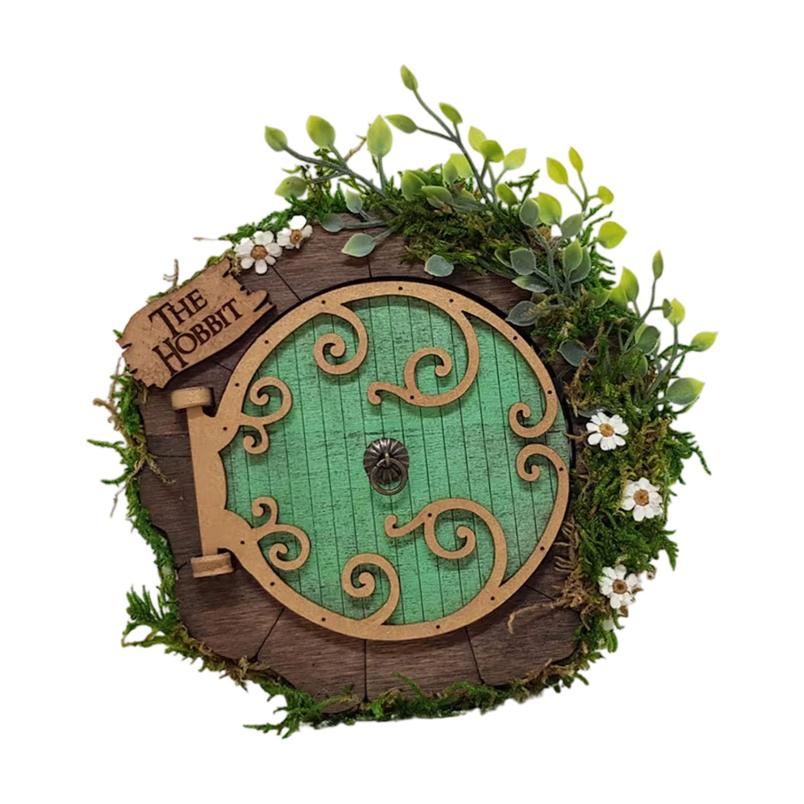 Fantasy Themed Wooden Craft Miniature Fairies Tree Door Ornament Wall Hanging Decors for Home and Garden Yard Decoration Bookshelf Decors