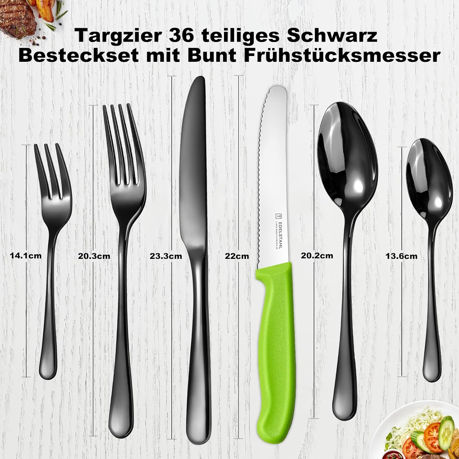Black Cutlery and Colourful Breakfast Knives