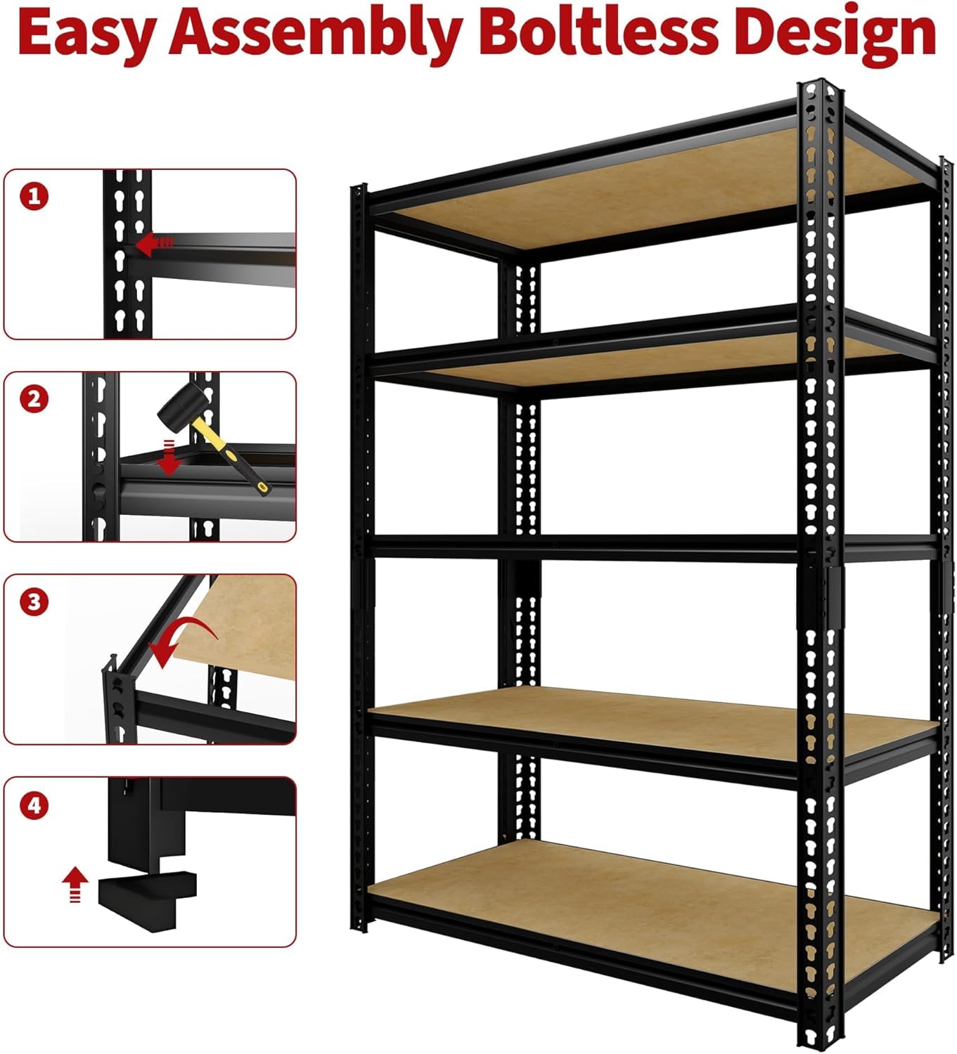 GarveeTech Garage Storage Shelves 5 Tiers 2 Pack, 2000 Lb Capacity Heavy Duty Metal Shelving Unit, 30" L x 12" W x 60" H Adjustable Storage Rack for Kitchen, Pantry, Basement, Bathroom & Laundry