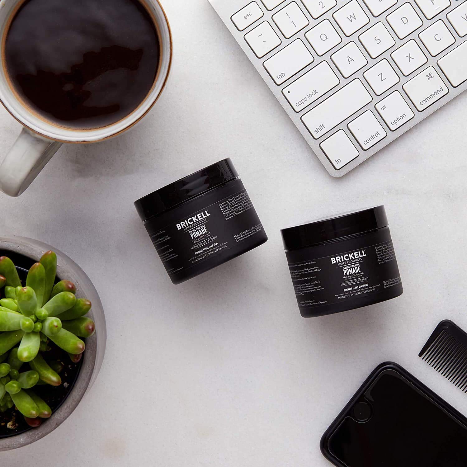 Brickell Men's Hair Styling Firm Hold Pomade for Men, Natural & Organic With Strong Hold & High Shine Finish, 2 Ounces, Scented - Image 3