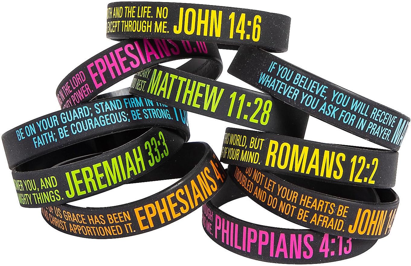 Fun Express Bible Verse Rubber Bracelets - Jewelry - 100 Pieces