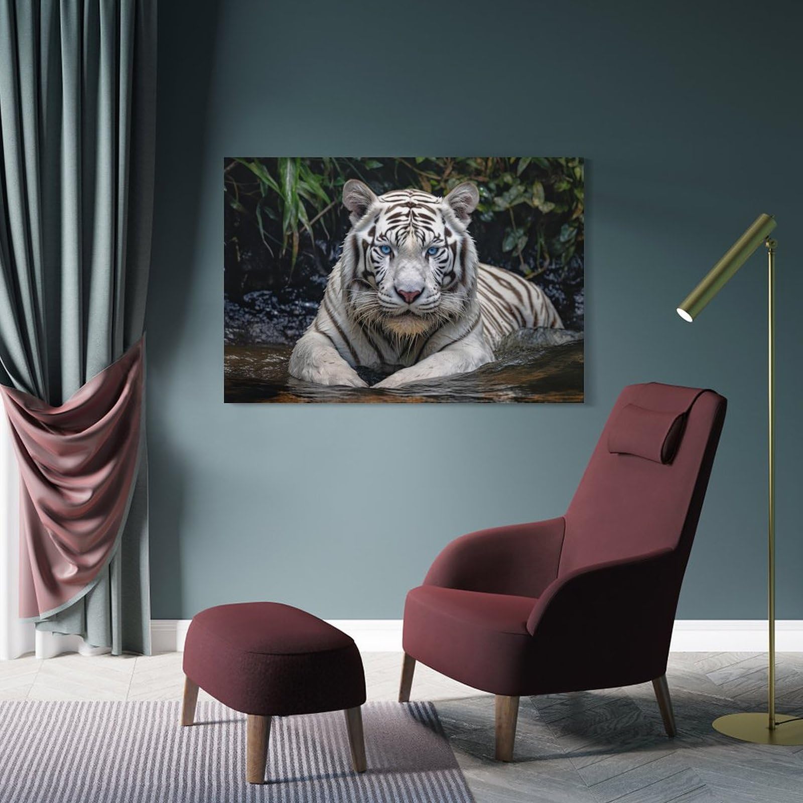 Stampa Tela Tigre E Cucciolo In Bianco E Nero - Decorazione Parete 30x45 Cm Per Casa