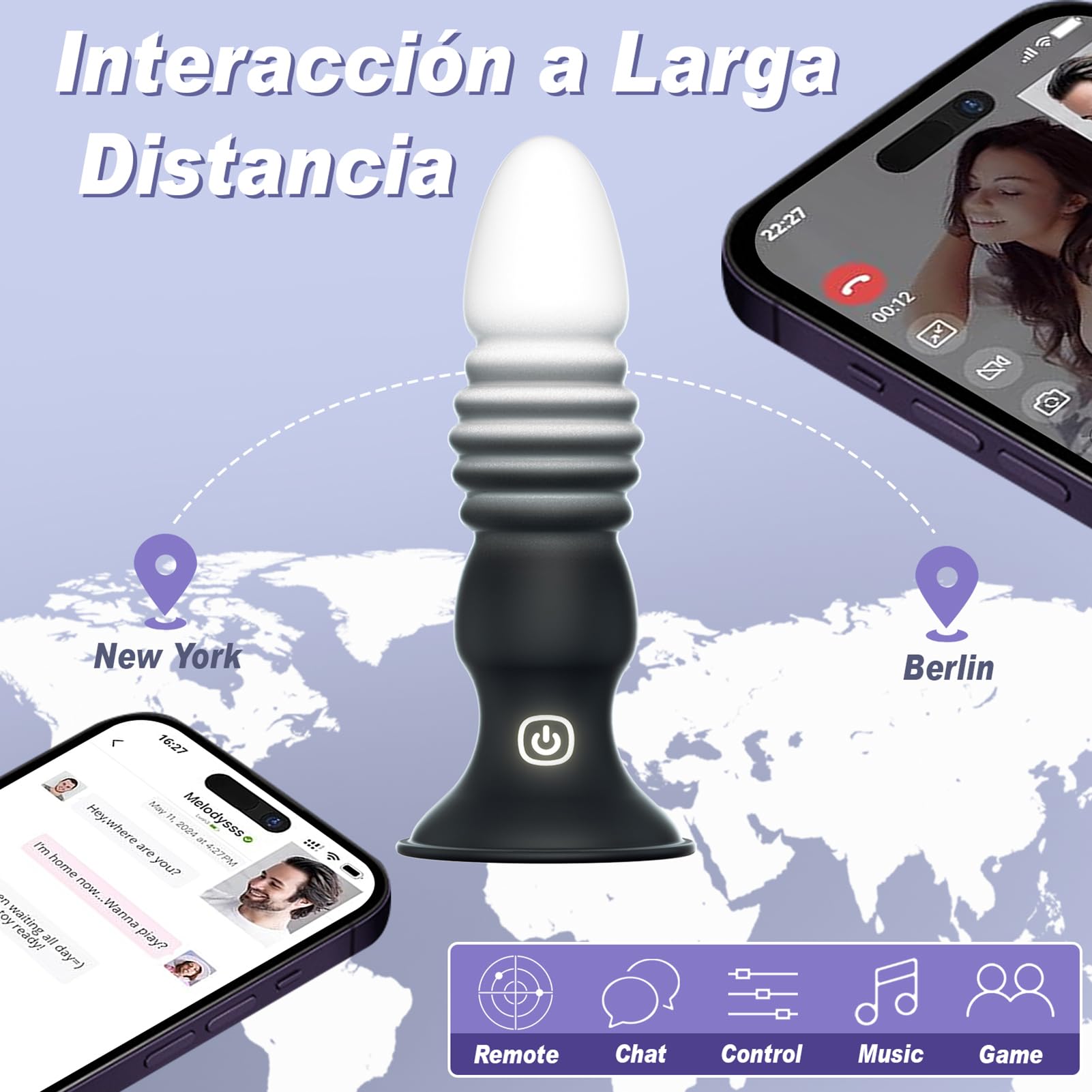 Plug Anal Vibradores Juguetes Sexuales Hombre Mujer - Anales Vibradorador Juguete Eróticos para Pareja con 7 Empuje 7 Vibración, Estimulador Prostata Vibrador Consolador Hombres con APP & Telecontrol