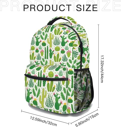 Miniatura 8 de Mochila escolar de hombro, mochila informal para viajes, deportes al aire libre, para mujeres, niñas, niños y adolescentes, Cactus tropical,