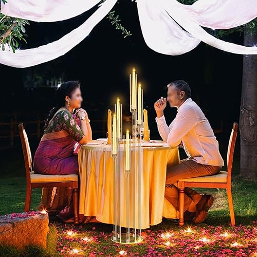 Miniatura 13 de 2 candelabros de piso de 5 brazos, candelabro acrílico para centro de mesa de boda, candelabros transparentes altos para ceremonia, fiesta