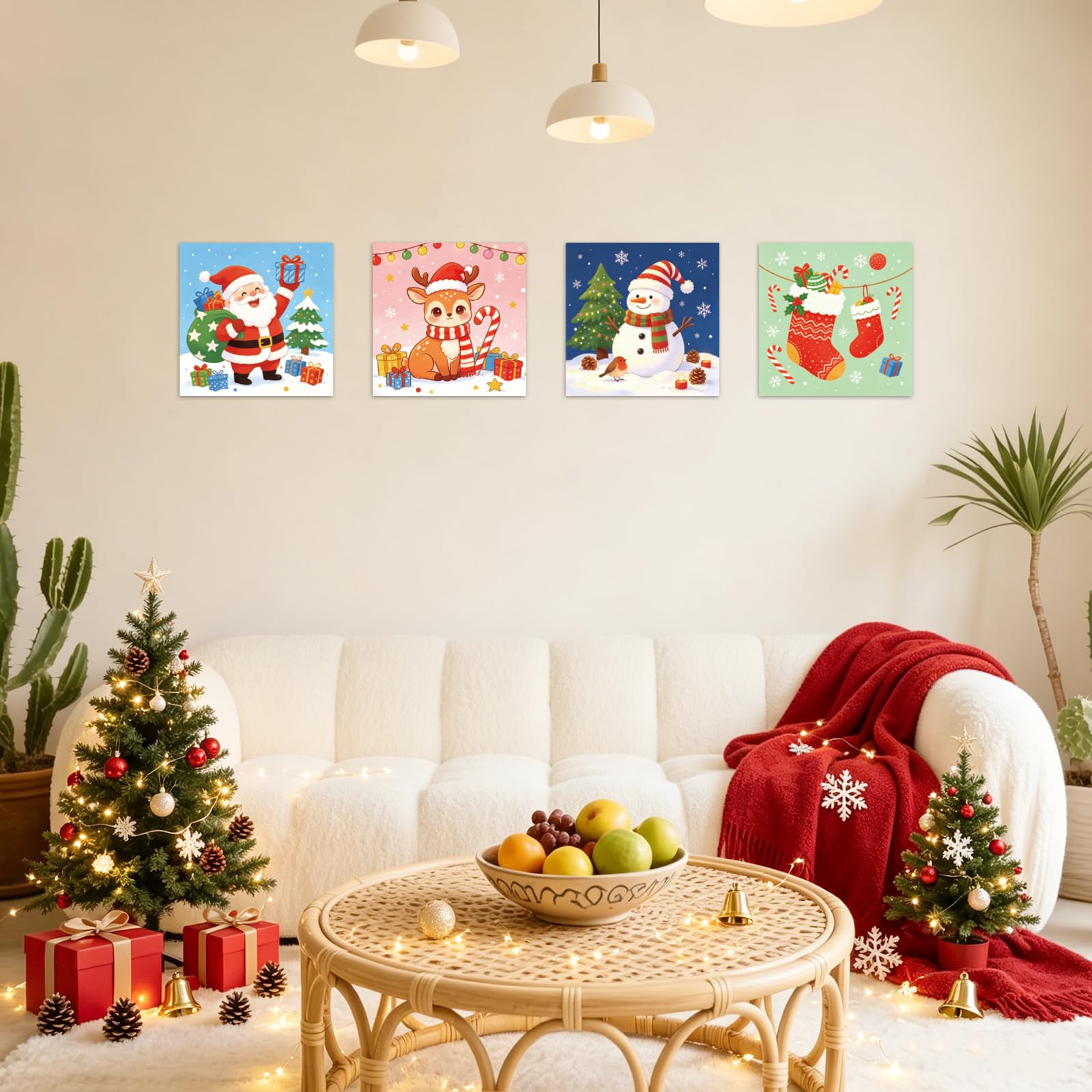 MAYJOYDIY 12 lienzos predibujados de personajes de Navidad para pintar