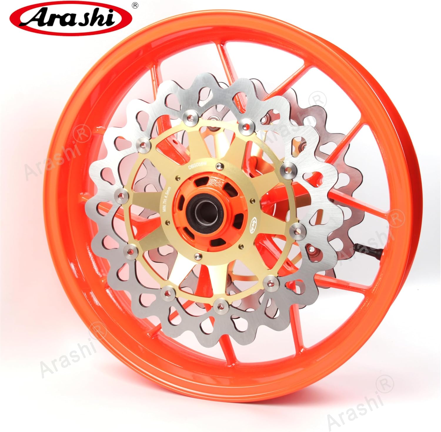 Arashi Front Wheel Rim and Brake Disc Rotor for Honda CBR1000RR 2006-2016, Motorcycle Replacement Accessories Parts Neon Orange
