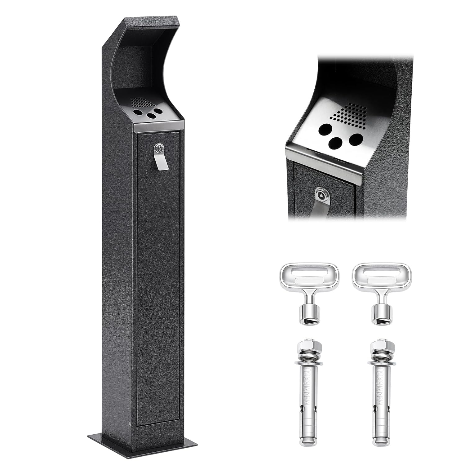 Outdoor Standing Disposal Receptacle Commercial Metal Standing Waste Bin Vertical Trash Can for Entrance Public Areas Walkway Hotel Office Patio Exterior Facility Use(Rectangle)