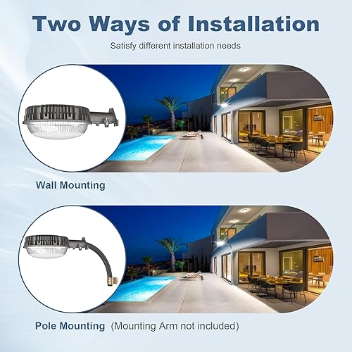 Miniatura 5 de KUKUPPO Luz LED de granero con certificación ETL, 120 W, luz de atardecer a amanecer, 5000 K, luz diurna, 14400 lm, IP65, impermeable, luces de