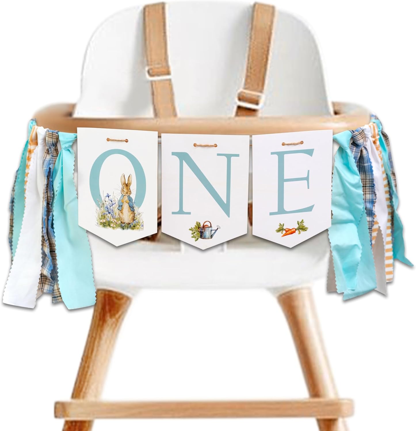 Peter Rabbit High Chair Banner - First Birthday Party Highchair Banner,Easter Peter Rabbit Party Supplies For Girls And Boys,Baby Shower Decorations (rabbit banner) peter rabbit banner blue