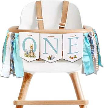 Rabbit One High Chair Banner | First Birthday Party Highchair Banner,Easter Rabbit Party Supplies For Girls And Boys,Baby Shower Decorations
