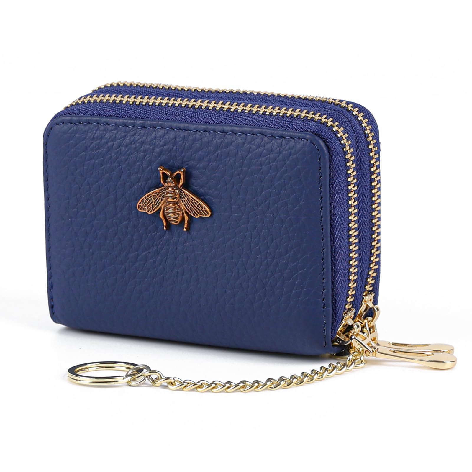 imeetu RFID Credit Card Holder, Small Leather Zipper Card Case Wallet for Women