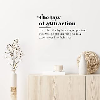Vinyl Wall Art Decal - The Law Of Attraction - 15.5" x 30" - Trendy Cute Inspiring Optimistic Lovely Quote Sticker For Home Bedroom Kids Room Living Room Playroom Classroom School Office Decor (Black)
