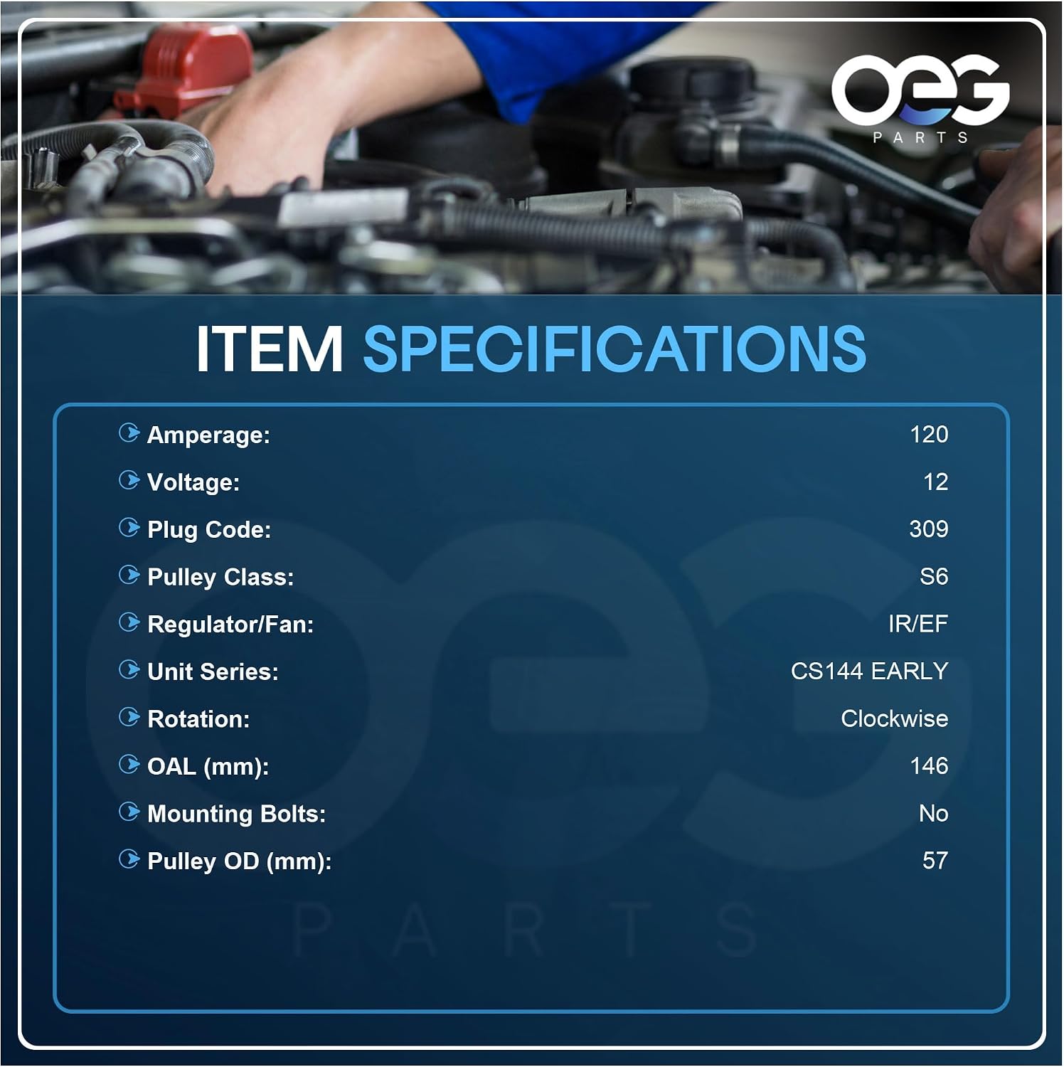 OEG Parts New Alternator Compatible With 1989-1990 Cadillac 4.5L Deville Eldorado Fleetwood Seville 321-412 321-413 334-2371 1101519, ADR0150, 40012209