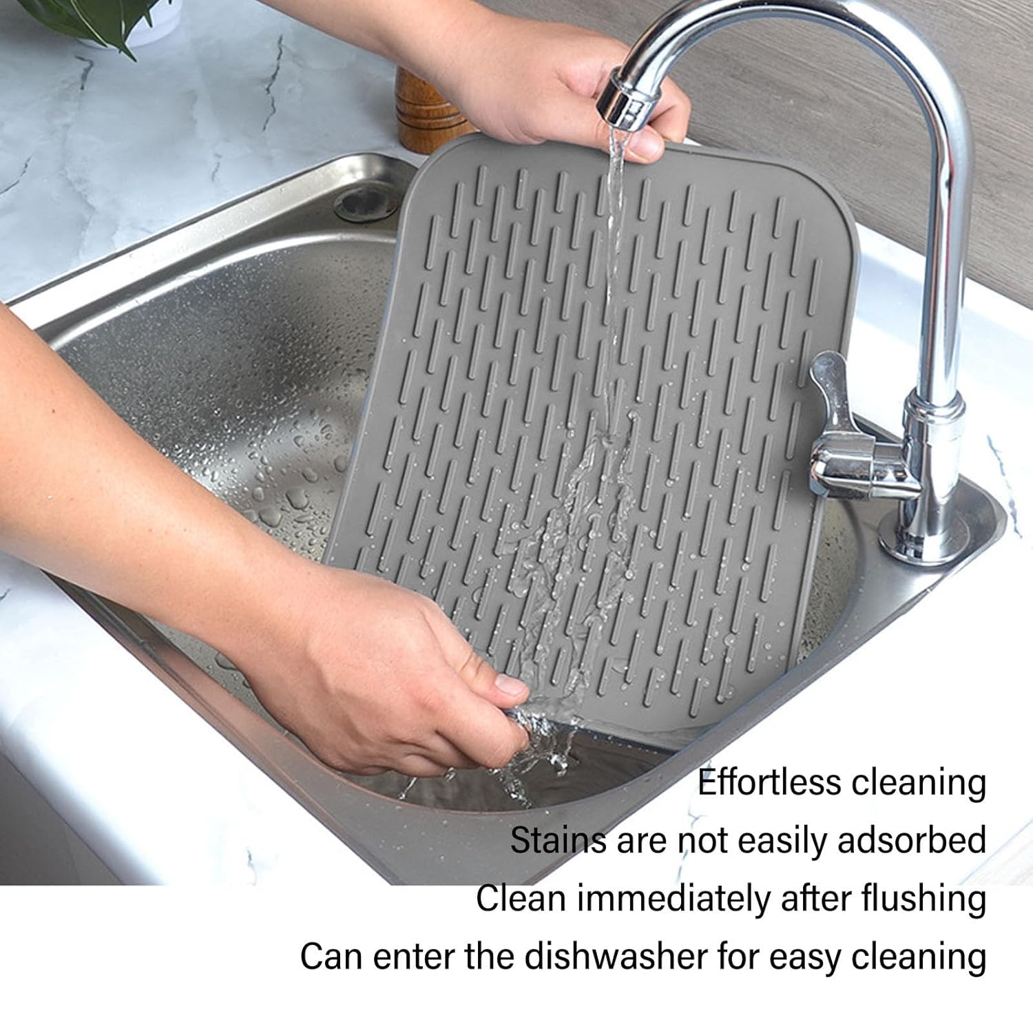 Silicone Rectangular Dish Drying Mat Heat Insulation Anti Slip Kitchen Counter (Small Size)