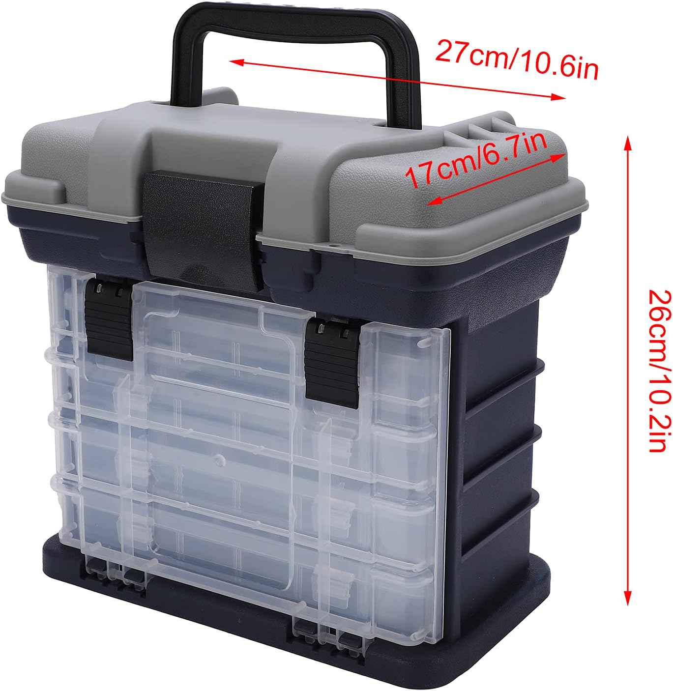 Fishing Tackle Box, Portable Utility 4 Layers Big Plastic Handle Carp Fishing Case Tools Fishing Tackle Storage Box Lures Holder for Fishing