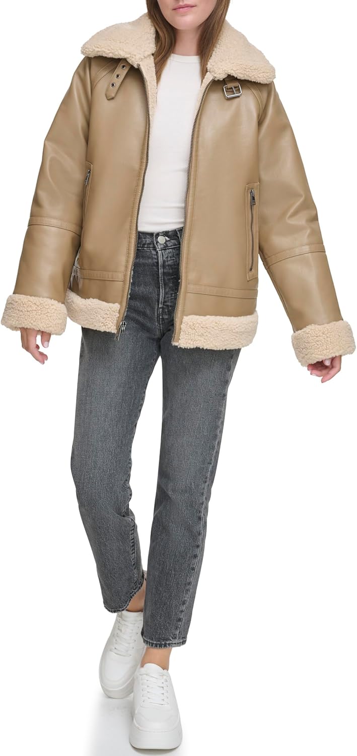 Levi's Women's Faux Leather Relaxed Aviator Jacket - Image 2