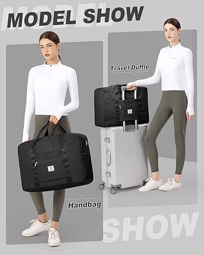 Miniatura 8 de Bolsas de viaje plegables para fin de semana, bolsa de viaje para pasar la noche, bolsas de viaje de gran capacidad, bolsa de transporte, a1-Negro