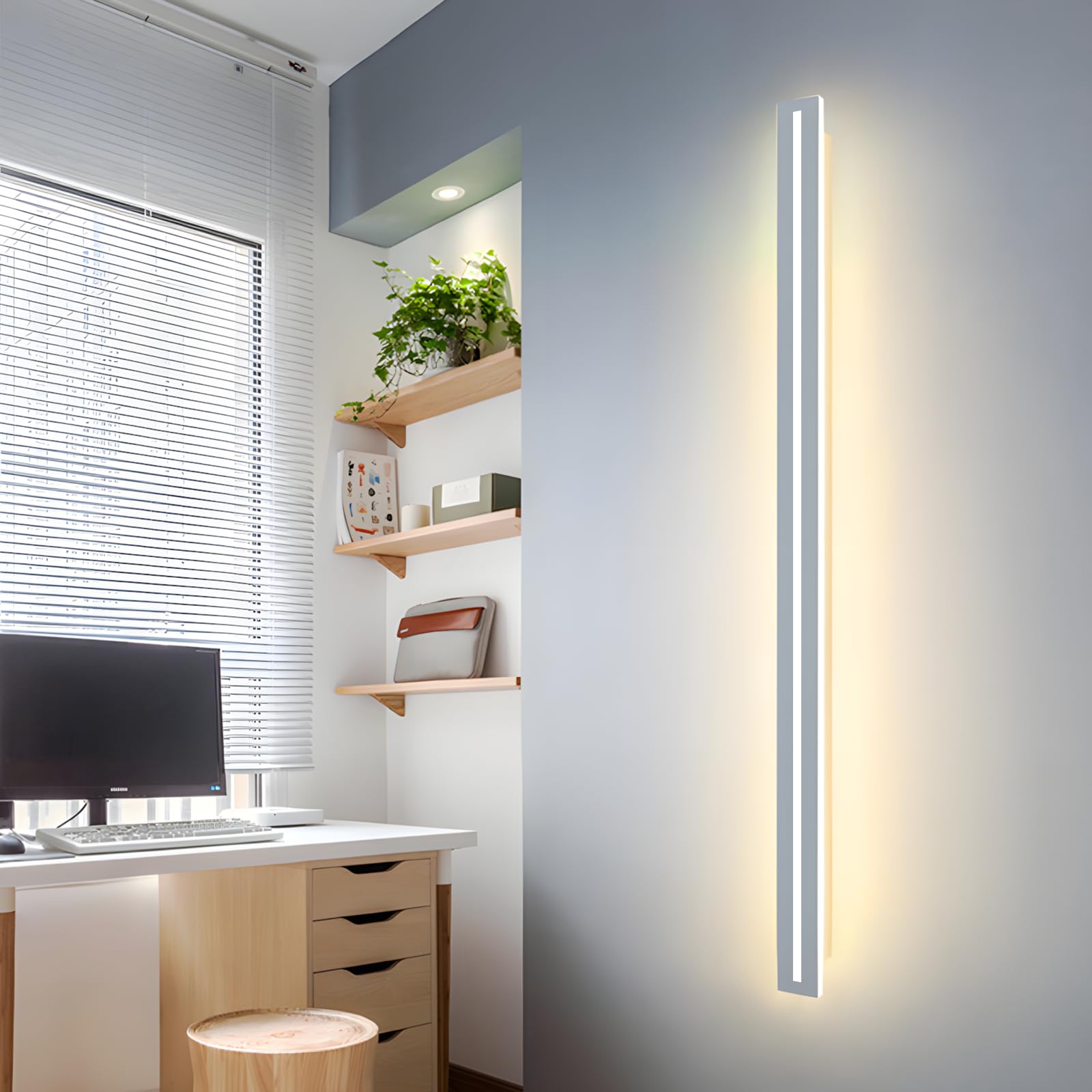 Applique Murale Intérieure,30W Lampe Murale Dimmable Blance 120CM