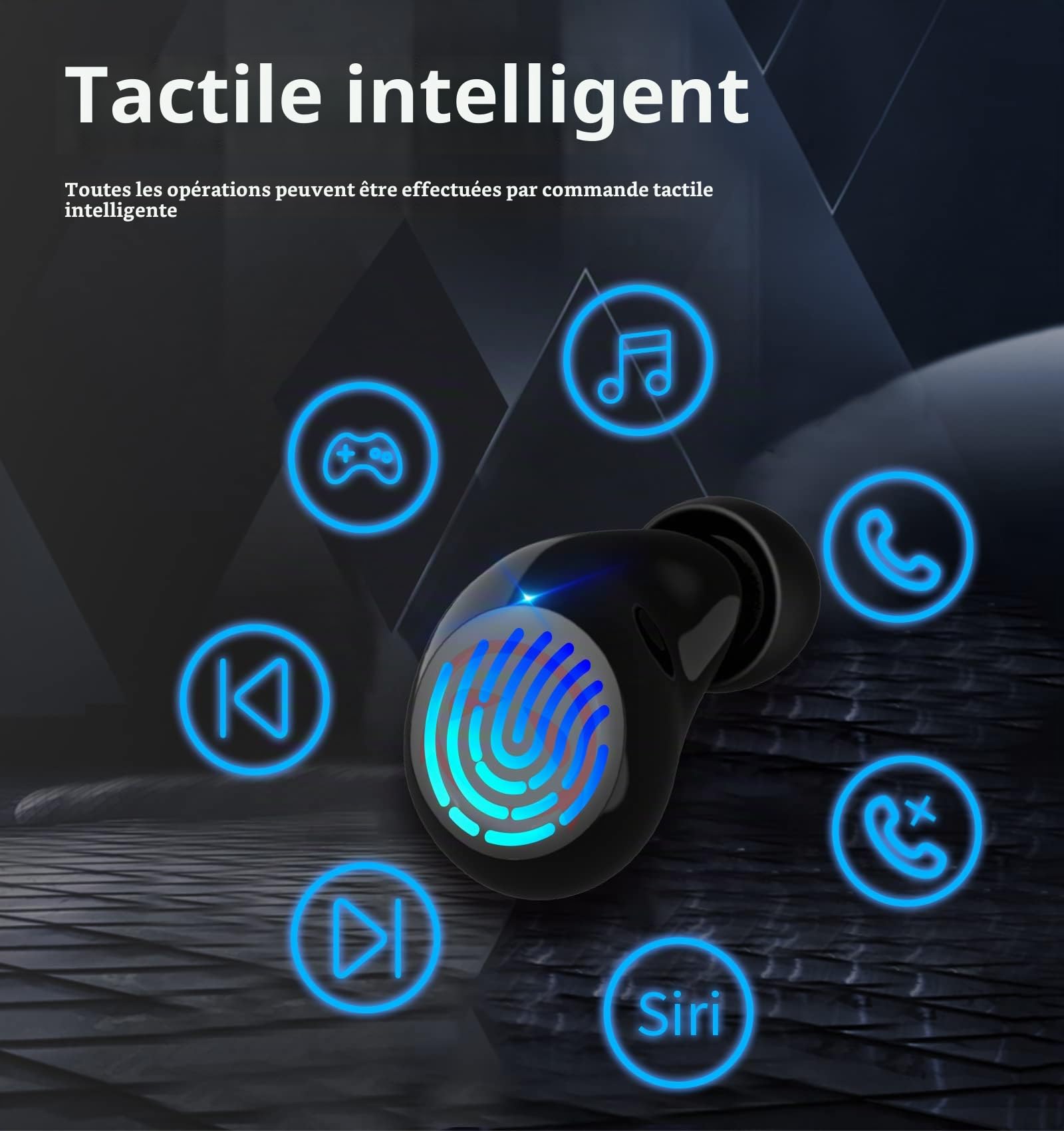 Écouteurs Bluetooth sans Fil,Écouteurs sans Fil Sport HiFi Son Stéréo, Ecoutéur Bluétooth avec HD Micro Intégrés,Contrôle Tactile Etanches 36H pour Oréillétté Réduction de Bruit pour iOS Androi