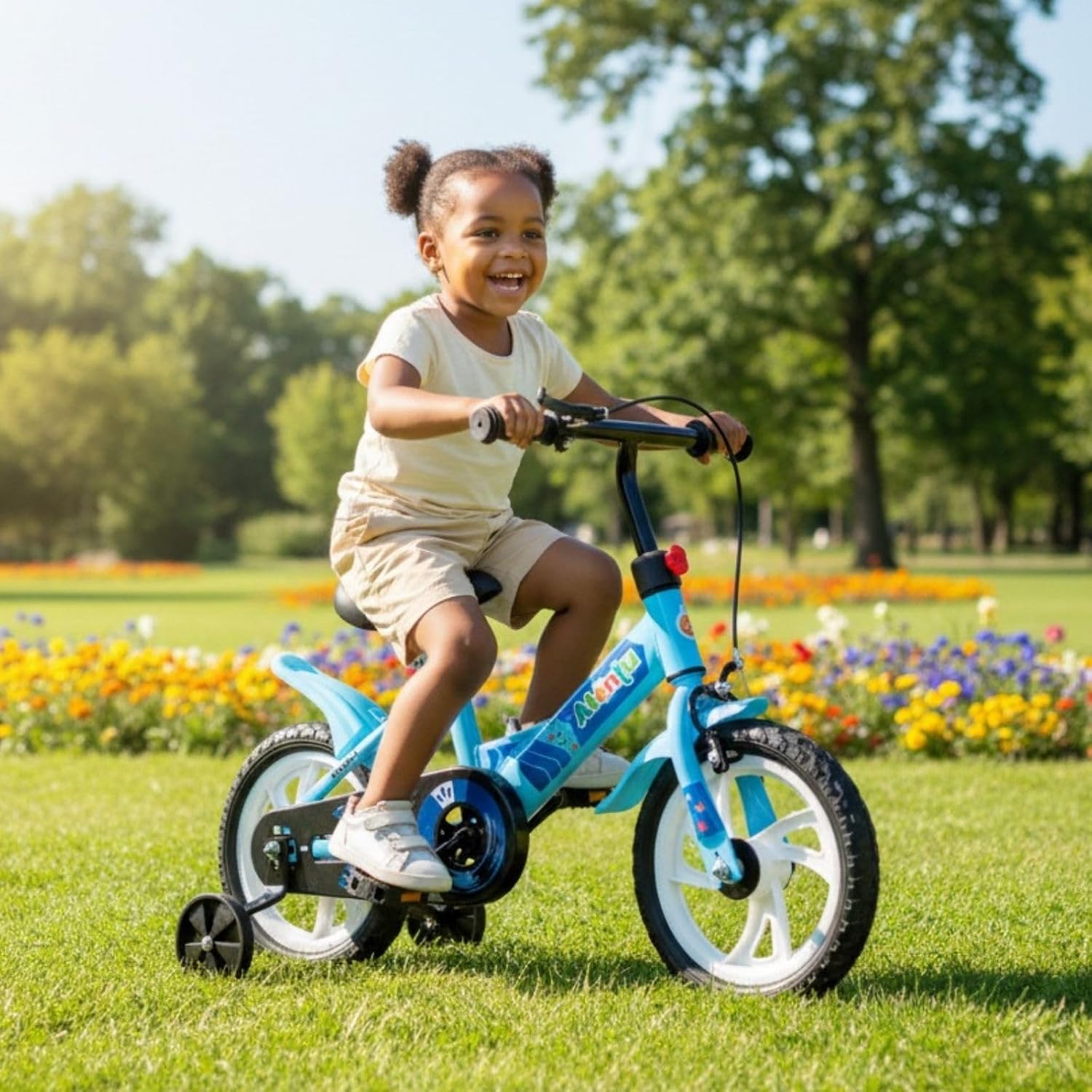 Bicicleta Infantil Aro 12 com Pedal e Rodinhas de Apoio para Menino e Menina, Modelo Educativo, Confortável e Seguro para Primeiros Passeios