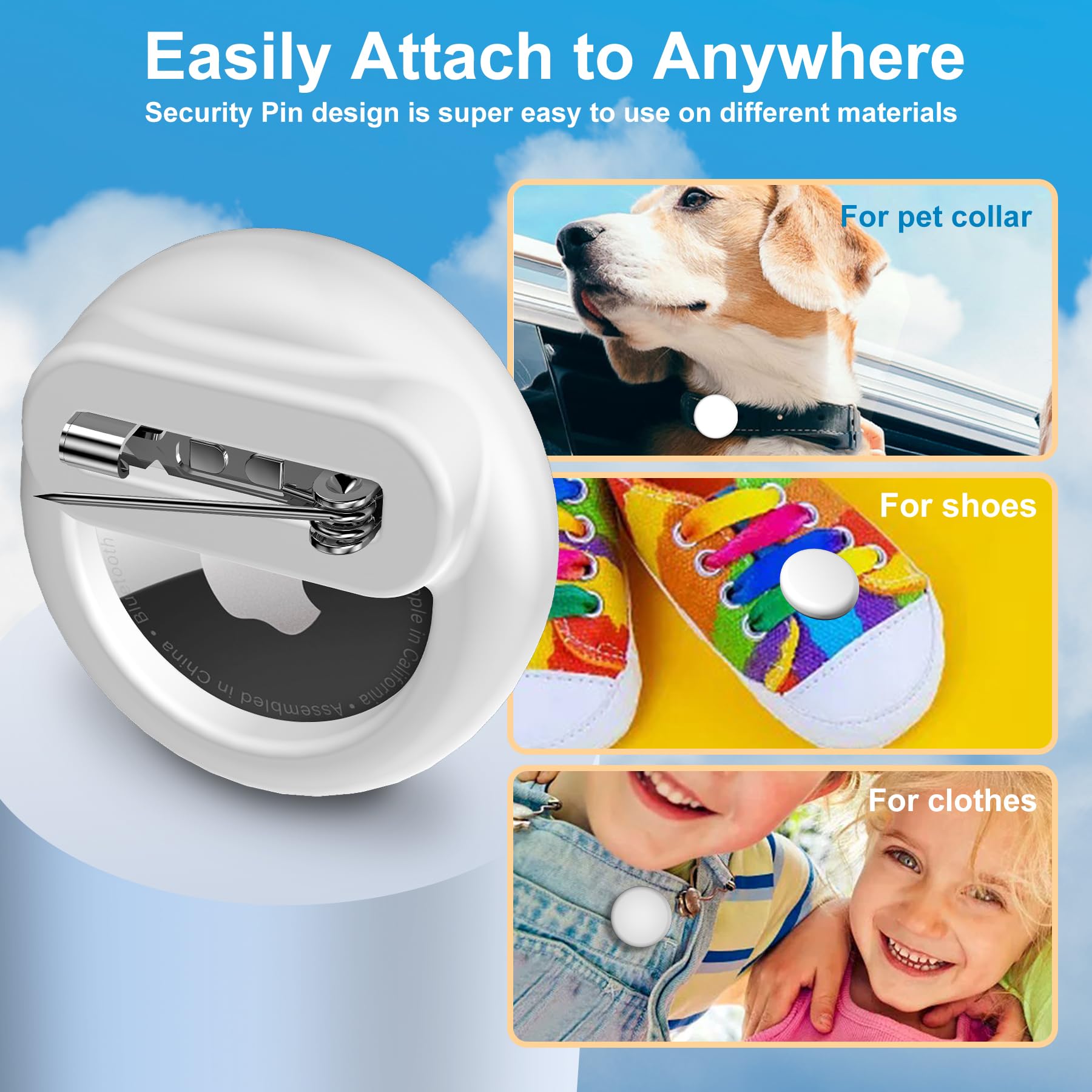 Supporto tracker per AirTag Gen 2/Gen 1 con pin, tracker GPS leggero nascosto sicuro per bambini, compatibile con Apple AirTag 2/1, per bambini, anziani, collare per animali domestici, scarpe