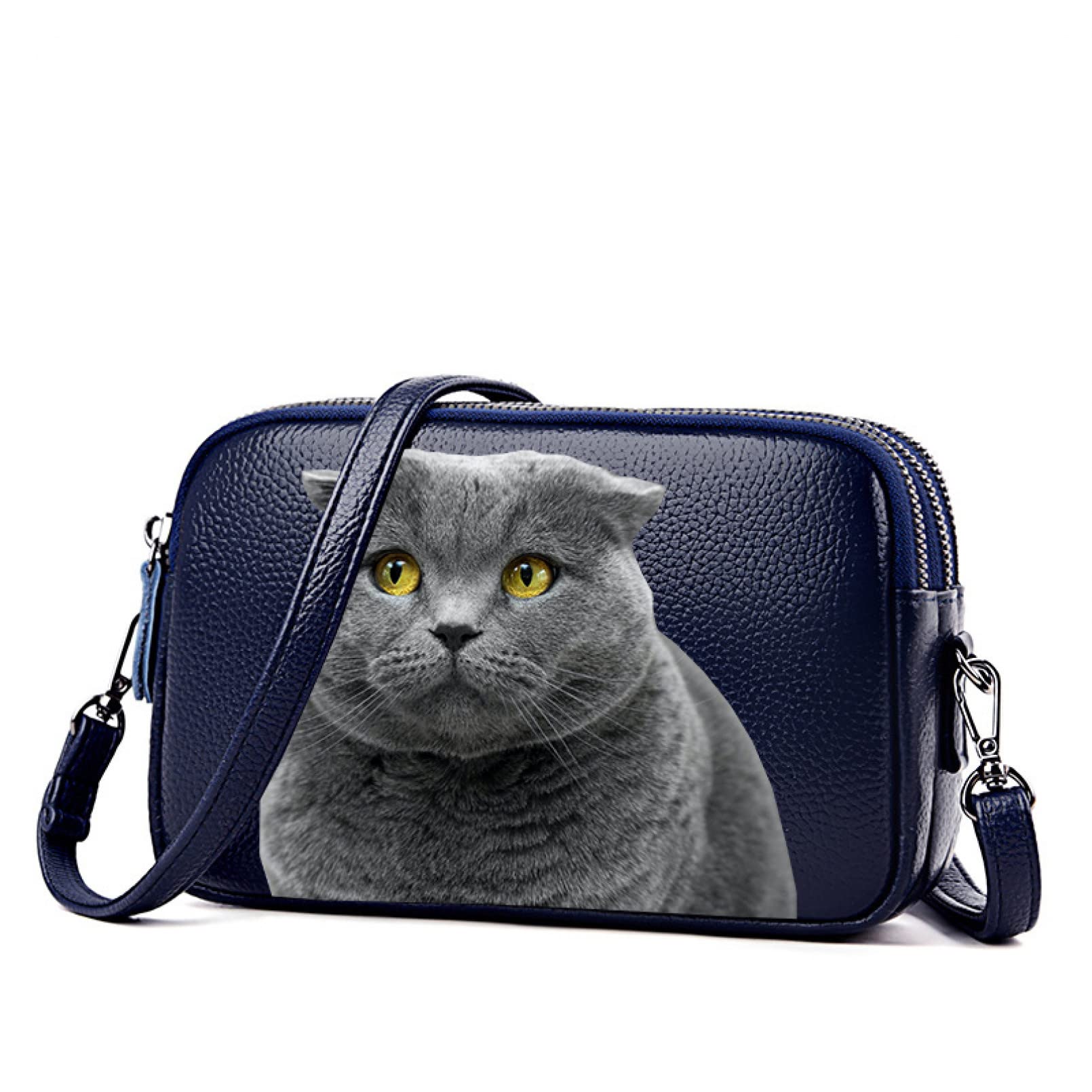 BAJIE mini borsa delle donne mini borsa a tracolla delle signore del sacchetto del messaggero di cuoio della borsa semplice stile del messaggero del gatto
