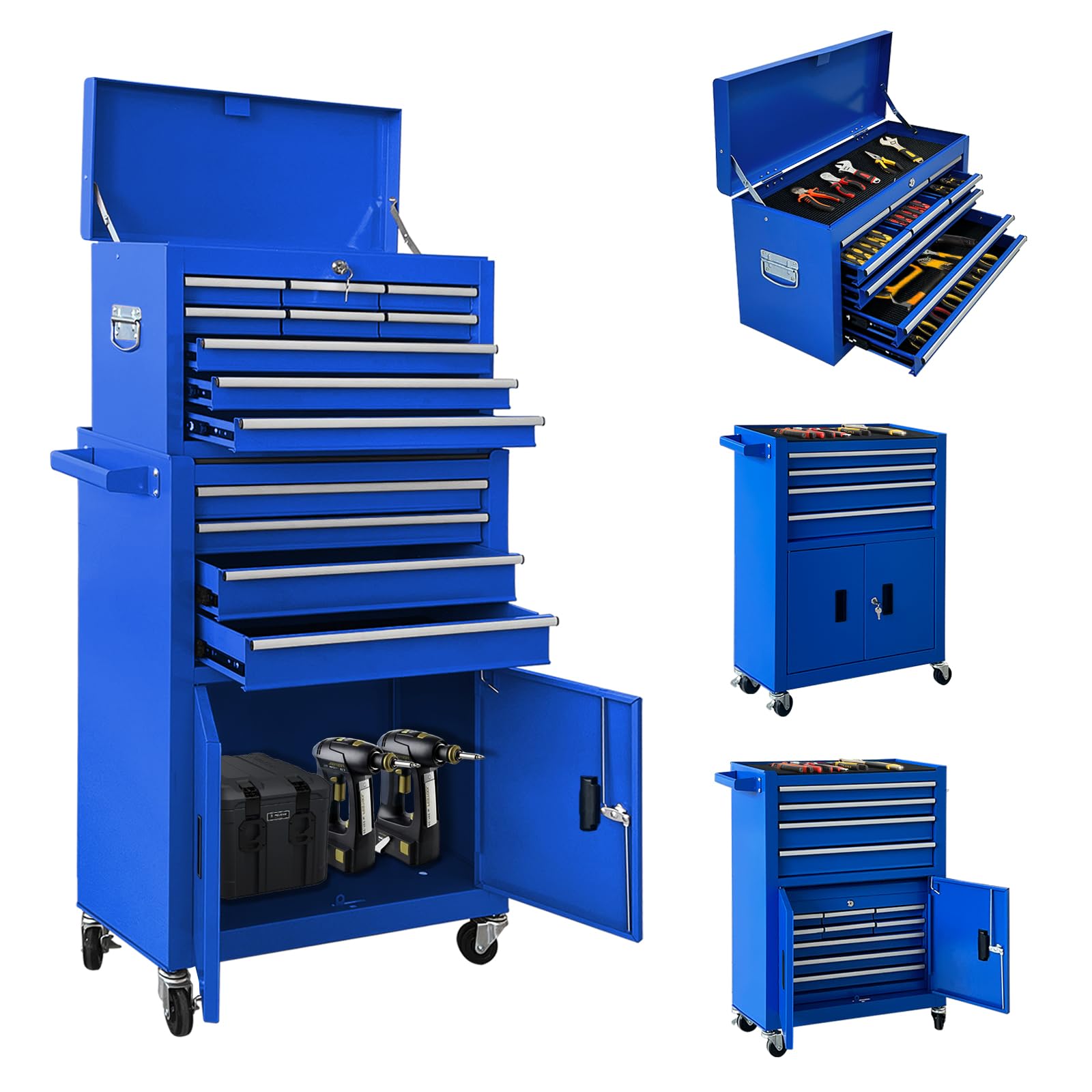 Sormols 13-Drawer Double Door Rolling Tool Chest